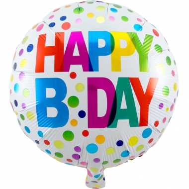 Gefeliciteerd ballon gefeliciteerd/happy birthday gekleurde stippen 4