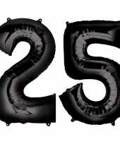 25 jaar zwarte gefeliciteerd ballonnen 88 cm leeftijd cijfer