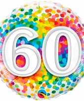 Gefeliciteerd ballon 60 jaar confettiprint 45 cm met helium gevuld