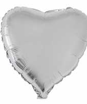 Gefeliciteerd ballon hart zilver 52 cm