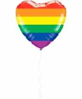 Hart gefeliciteerd ballon regenboog kleuren 45 cm
