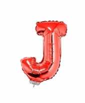 Rode letterballon j op stokje 41 cm