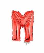 Rode letterballon m op stokje 41 cm