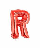 Rode letterballon r op stokje 41 cm